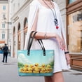 thumbnail image 5 of Yellow Duck Woman Leather Handbags Large Tote Bag Fashion Portable Handbags With Zipper, 5 of 7