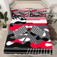 thumbnail image 1 of Kids Race Car Bed For Boys Fitted Sheet Twin Size, Racing Plaid Bedding Set Black And White Checkered Bed Sheets For Kids And Adults,Racing Sheets Cool Speed Competition Fitted Bed Sheets, Black Red, 1 of 4