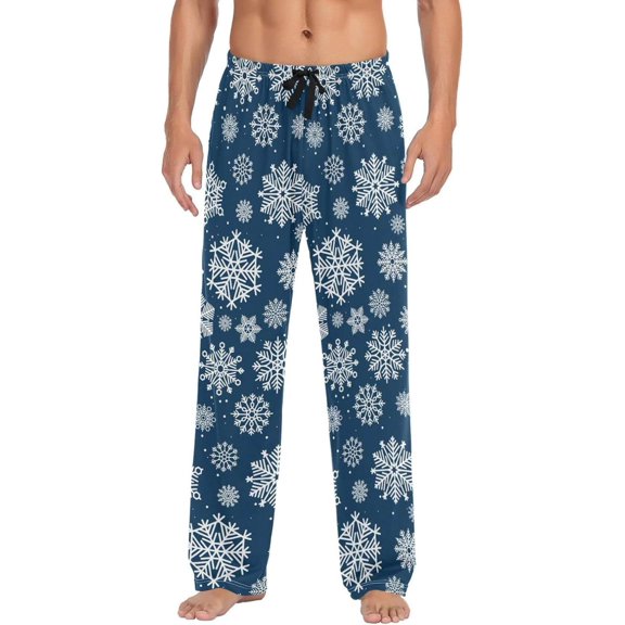GZHJMY Chrismas Snowflake Pajama Pants for Men, Lounge Pants Lightweight Men Pajama Bottoms with Drawstring Pockets, Christmas New Year Birthday Gifts, Large