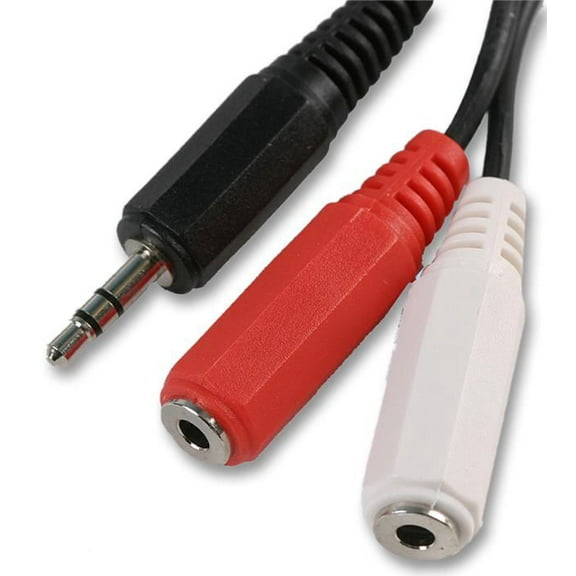 PRO SIGNAL - 3.5mm Stereo Jack Plug to 2x Mono Jack Sockets Lead, 150mm Black