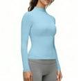 thumbnail image 5 of Posijego Mock Neck Long Sleeve Shirts for Women Plain Basic T-Shirts Slim Spring Trendy Going out Crop Tops Solid Color, 5 of 9