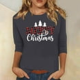 thumbnail image 4 of 3/4 Length Sleeve Tops for Women 2024 Christmas Spring Fall Winter Crew Neck Casual Tee Shirt Graphic Funny Tshirts (X-Large, Gray 01), 4 of 5