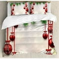 thumbnail image 3 of Christmas Twin Size Duvet Cover Set, Xmas Traditional Winter Season Theme Fir Twigs and Vibrant Balls Graphic Print, Decorative 2 Piece Bedding Set with 1 Pillow Sham, Green Red, by Ambesonne, 3 of 3