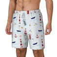 thumbnail image 2 of Balery Nautical Lighthouse Sailboat Mens Swim Trunks Swim Shorts for Men Quick Dry Inseam Beach Shorts with Compression Liner Pocket-Large, 2 of 9