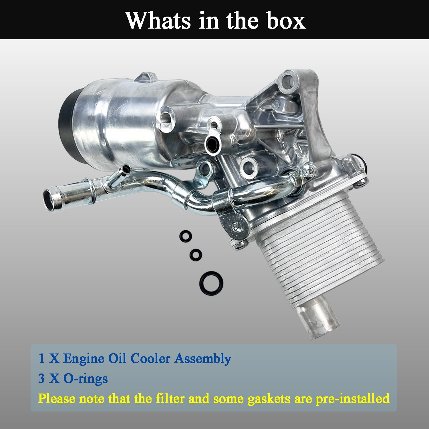Aluminum Engine Oil Cooler Filter Housing Assembly Compatible with 2011-2021 Chevy Cruze Sonic Trax Buick Encore 1.4L Turbo Replaces 55566784 918-428 55565388 with Gasket, Filter Insert, Cap