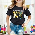 thumbnail image 2 of Digging Easter Top for Kids Girls Unisex Round Neck Eggs Bunny Outfits Pulloverr T Shirt Tractor Soft Fit Breathable Trendy Clothes #Z01 Black 6-7 Years, 2 of 4