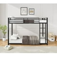 thumbnail image 4 of Gewnee Twin Size Steel Bunk Bed with Guardrail & Ladder, Sturdy Low-Profile Design for Space-Saving Bedroom Use, 4 of 14
