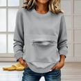thumbnail image 4 of SETOOFF Womens Long Sleeve Sweatshirts Crew Neck Zip Front Pocket Loose Casual Shirts Pullover Tops Women Spring Fall Lounge Travel Daily Outfit, 4 of 6