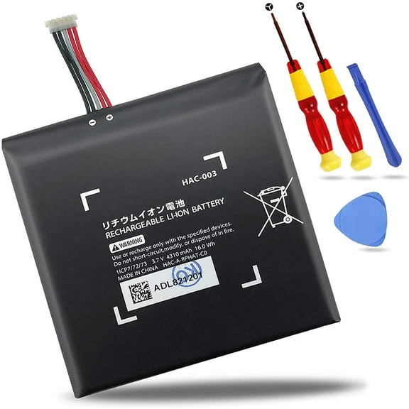 Replacement HAC-003 Battery with Repair Tool Kit for Nintendo Switch, Black【3.7V 4310mAh 16Wh】