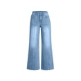 thumbnail image 7 of RYDCOT Women's Wide Leg Jeans High Waisted Stretchy Straight Leg Jeans Trendy Seamed Front Loose Denim Pants Light Blue, 7 of 7
