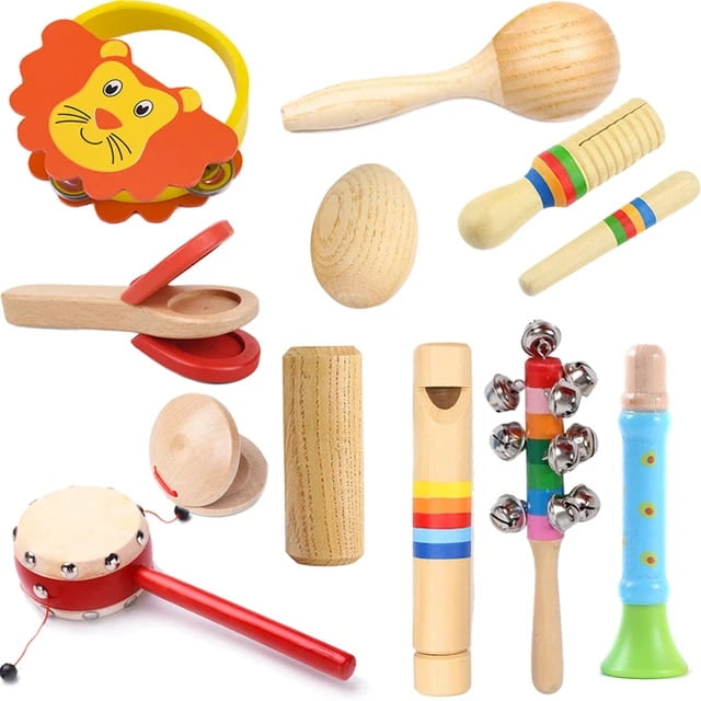 11Pcs Kids Baby Musical Instruments Set Montessori Toys For 3 4 5 6 Years Old Children Early Educational Brinquedos Infantil