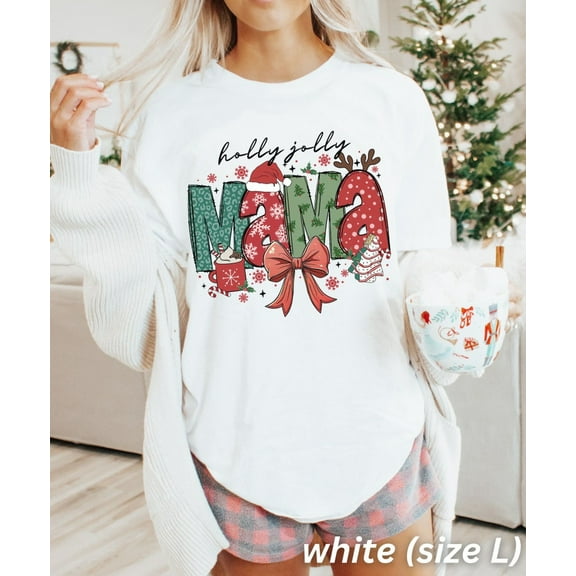 Mom Shirt Christmas Mama Shirt Holly Jolly Mama Coquette Bow Christmas Gift for Mom New Mom Shirt Christmas Gift for Mom