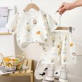 thumbnail image 2 of TOWED22 Toddler Girl Boy Infant Shorts Set Clothes 2pcs Summer Adorable Graphic Short Sleeve Shirt Top Elastic Waist Shorts Pockets Outfit(Beige,4-5 Y), 2 of 4