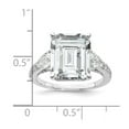 thumbnail image 2 of 12.15mm 925 Sterling Silver Rhodium Plated Fancy Emerald-cut and Brilliant-cut CZ Ring Size 8 Ring for Women, 2 of 2