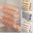 thumbnail image 3 of 4 Tiers Egg Holder for Fridge Auto Rolling Fridge Egg Organizer Space-Saving Egg Dispenser Holder Large Capacity Eggs Dispenser Storage for Refrigerator Kichen Cabinet (Clear, 1pcs), 3 of 5
