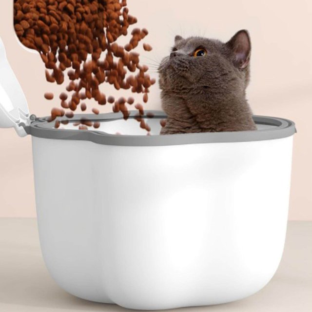 10KG Dog Food Storage Container Cereal Organizer Cereal Rice Case Organizer Sealed Can Gray