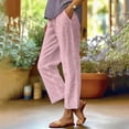 thumbnail image 2 of Audhol Cotton Linen Pants Women, Striped Pants for Women High Waisted Wide Leg Cotton Linen Trendy Beach Pull on Elastic Waist Casual Flowy Pants Striped Linen Pants Women Hot Pink 5XL, 2 of 5