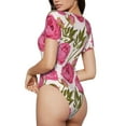 thumbnail image 3 of Naloa Rose Flowers Women's Short-Sleeved Onesie, One-Piece Swimsuit for Parties, dates, clubs - XX-Large, 3 of 9
