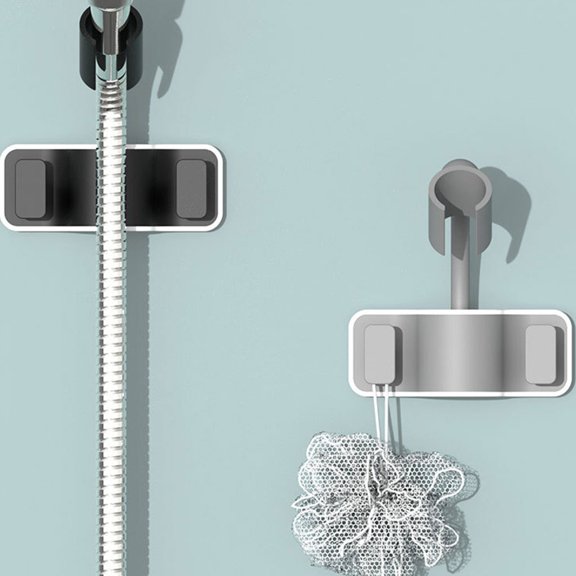 Ruiboury Support de Pomme de Douche de Salle de Bain avec Grande Capacité de Charge, Suspension Murale Sans Perçage, Montage Mural, Blanc