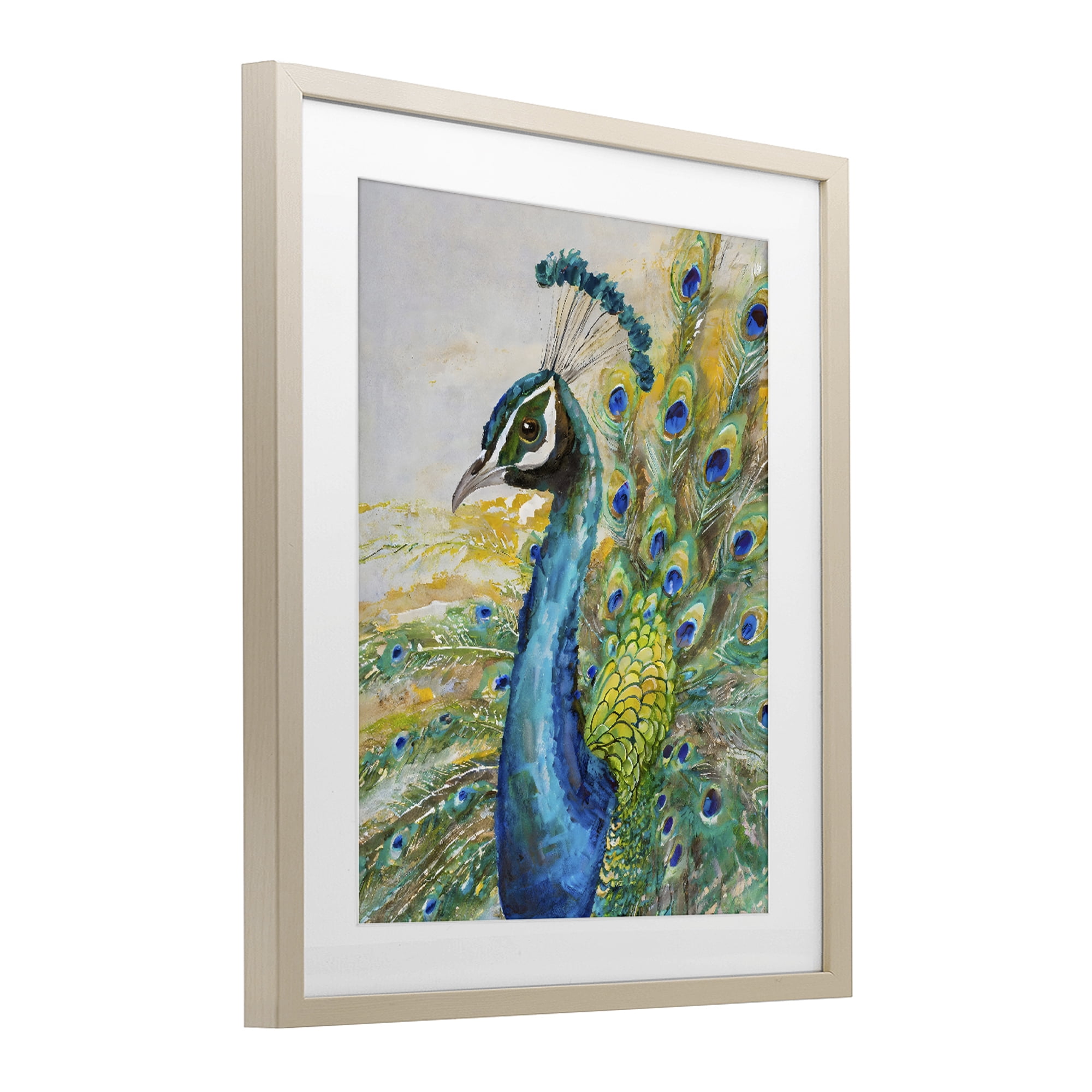 Stupell Industries Regal Blue Peacock Feathers Birch Framed Print Under Glass, design by Creative Studio