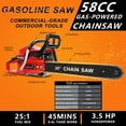 thumbnail image 5 of YNCE 58cc Gas Chainsaw, 20-Inch Professional Chainsaw with 2-Cycle Engine & Anti-Vibration System, Quick Start Technology for Tree Cutting, Firewood, Logging, 5 of 10
