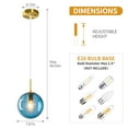 thumbnail image 7 of LMQNINE Modern Pendant Light Blue Glass with Gold Finish,Adjustable Cord for Kitchen Island,Dining Room,Mid-Century Globe Chandelier,1-Pack, 7 of 7