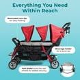 thumbnail image 3 of Foundations Compass Trio Triple Stroller, 3-Seat Tandem with UV Canopies and Reclining Seats, Red/Black, 3 of 7