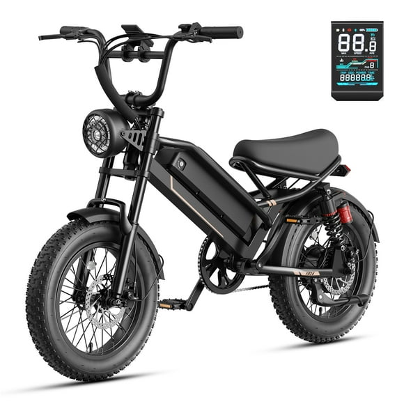 Jasion YR16 Vélo Électrique pour Adultes, Moteur 500W Batterie Amovible 48V 12.5AH Vélo de Montagne Électrique, Vélo Tout-Terrain Électrique à Gros Pneus 16 Pouces, Bicyclette Électrique 55 Miles pour Ados, UL2849