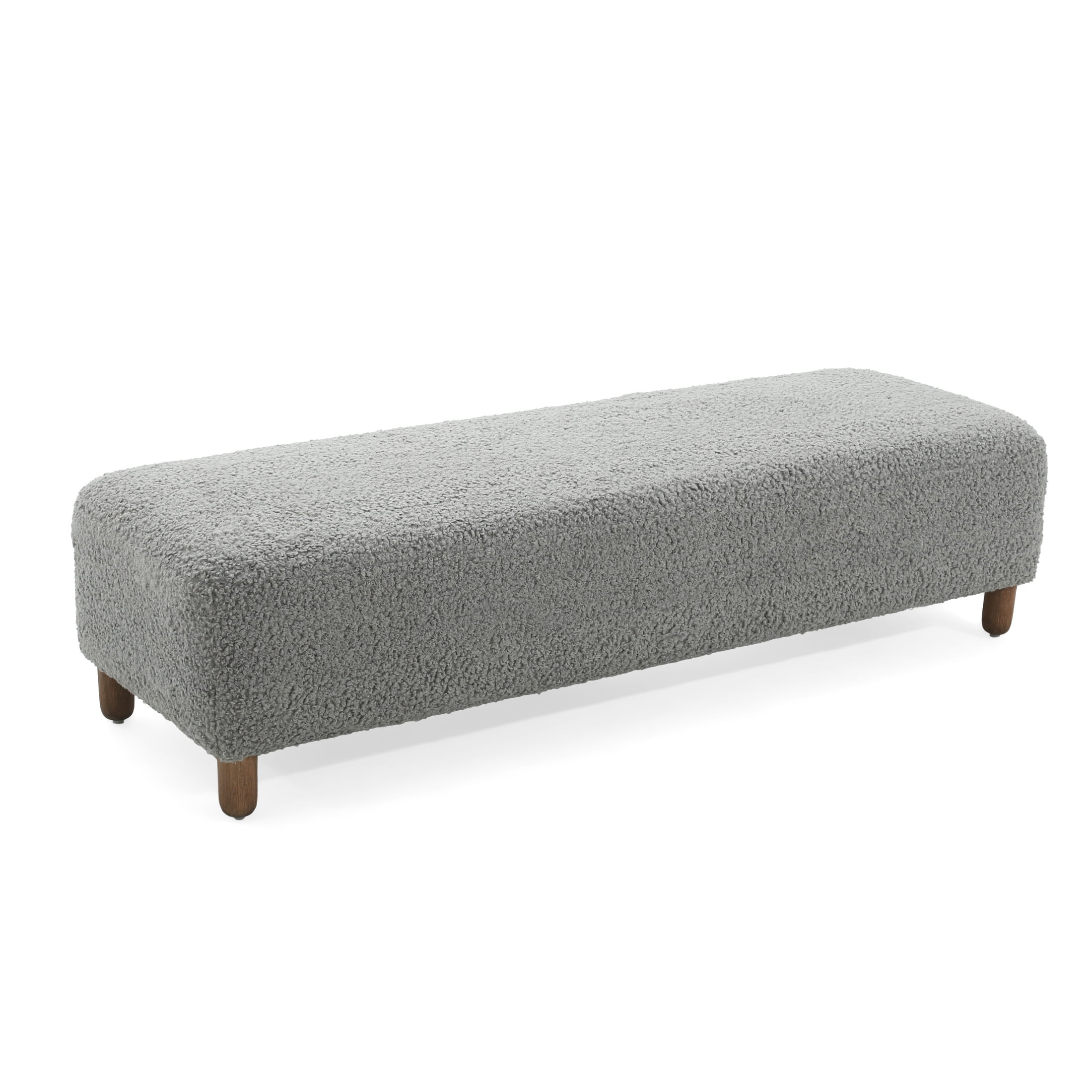 Ryder Modern Upholstered Rectangular Ottoman with Foam Cushion & Solid Wood Legs, Grey