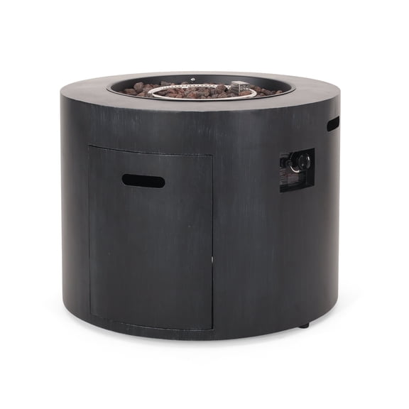 GDF Studio Jasmine Outdoor 50,000 BTU Circular Fire Pit, Brushed Black