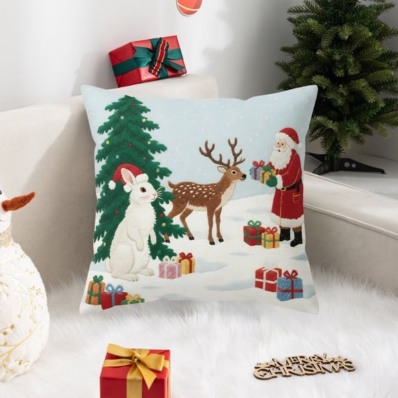 Todaioua Christmas Pillow Cover, Festive Holiday Decor, Soft Decorative Cushion Case, Throw Pillowcase for Sofa, Living Room, Bedroom, Home Decorations, Seasonal Accent Pillow for Christmas Party