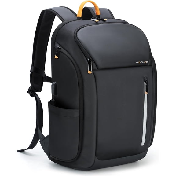 Lekebobor 17 inch Laptop Backpack for Men, Water Resistant Anti-Theft Travel Bag with USB Charging Port, Airline Approved Carry On Backpack for Business College Weekend, Black
