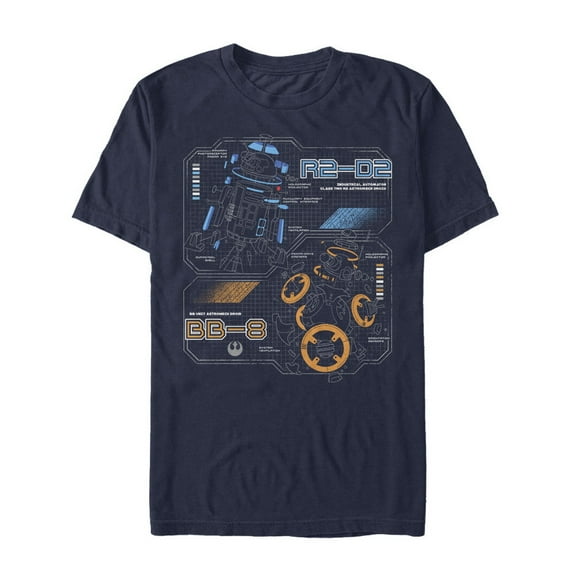 Men's Star Wars The Last Jedi Droid Schematics Graphic Tee Navy Blue Small