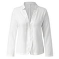 thumbnail image 4 of Pxiakgy Women Fashion Casual Solid Long Sleeve Open Front Notched Collar Suit Cardigan Office Ladies Jacket Coat White1 + XL, 4 of 6