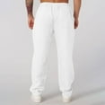 thumbnail image 6 of White Loose Fit for Man Fall Summer Faux Linen Happy Vacation Gift Lounge Pleated Straight Leg Elastic Waist Plain Long Leg Pants Man 2025 Clothing Trendy Y2K XL, 6 of 6