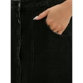 thumbnail image 5 of INSPIRE CHIC Women's Skirt Denim Button Down Front Slit High Waisted A Line Pockets Midi Jean Skirts M Black, 5 of 6