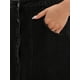 thumbnail image 5 of Falda de mezclilla para mujer Inspire Chic, con botones en la parte delantera, abertura, cintura alta, corte en A, con bolsillos, falda midi de mezclilla, talla 2XL, color negro, 5 of 6