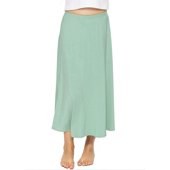 Stretch Is Comfort Girl's A-Line Ankle Length Skirt Sage Green XX-Large