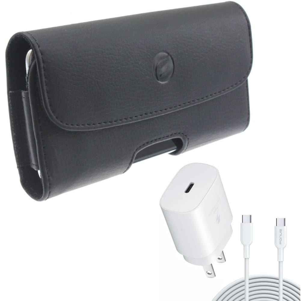 25W Fast Home Charger & Case Belt Clip for Samsung Galaxy S24 Ultra - PD Type-C 10ft USB-C Cable Quick Power, Leather Holster Cover Pouch for Galaxy S24 Ultra