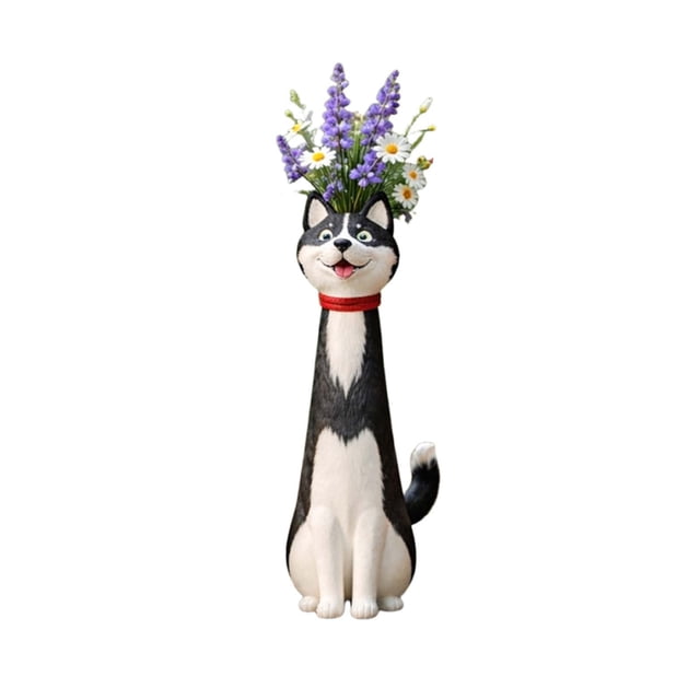 Decoración extraña de jarrón para perros • Adorno peculiar para jarrón para perros • Regalo único para amantes de los perros • Estatua divertida de acento en casa • Decoración para iniciar