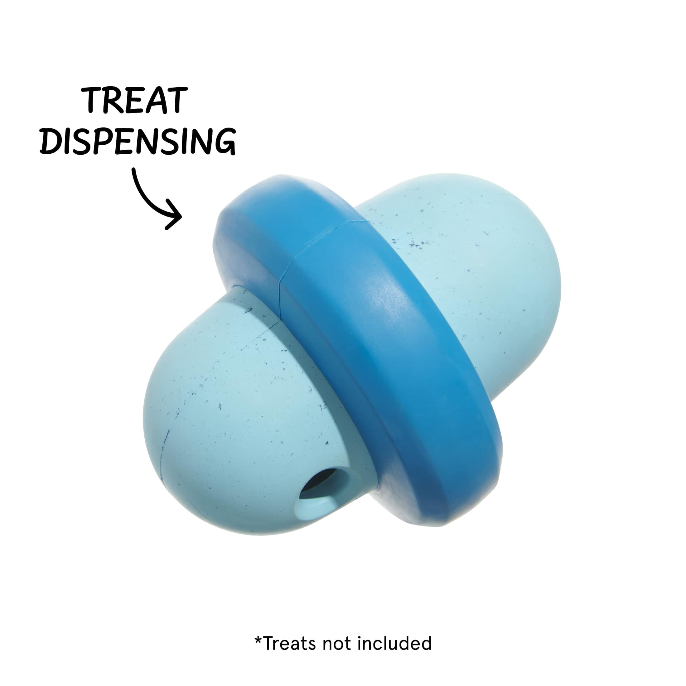 BARK Pivot Rubber Super Chewer Dog Toy, Tough Chew, Medium Size, Blue
