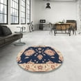 thumbnail image 4 of Ahgly Company Machine Washable Indoor Round Traditional Plum Purple Area Rugs, 3' Round, 4 of 7
