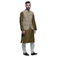 thumbnail image 2 of Atasi Kurta Solid Churidar Pajama & Printed Nehru Jacket Set For Mens Party Wear, 2 of 3