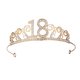 thumbnail image 1 of 18 ° Aleación y número de diamantes de imitación Corona de cumpleaños Peine Corona Tocado de tiara de diamantes de imitación de moda Elegante Accesorio para el cabello para adultos (Dorado), 1 of 7