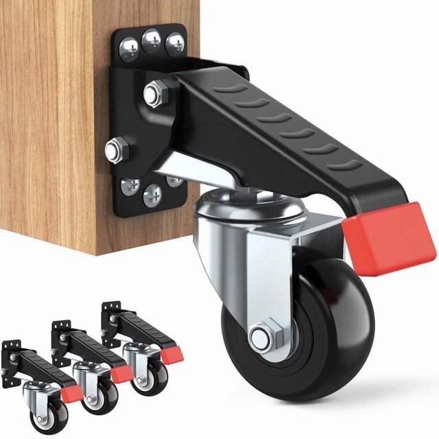 Kit de Ruedas para Banco de Trabajo de 880 Libras: Ruedas Retráctiles de Alta Resistencia de 3 Pulgadas Diseñadas para Maquinaria y Mesas de Bancos de Trabajo, Paquete de 4