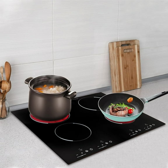 4-Burner Electric Ceramic Hob, Adjustable Temperature & Time, LED Touch Control, 3000W Cooktop, Modern Black Design