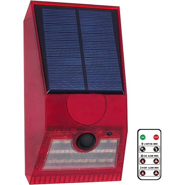 Solar Security Alarm Light Outdoor,LED Motion Sensor Solar Strobe Wall