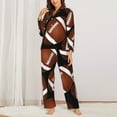 thumbnail image 3 of Bingfone Womens Pajama Sets Brown Football On Black Print,Long Sleeve Loungewear Pajamas Set-Xx-Large, 3 of 9