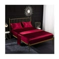 thumbnail image 1 of 4 Piece Silk Sateen Bedding Set with Fitted Sheet, Flat Sheet, Pillowcase, Breathable, Soft and Comfortable Red (King), 1 of 5