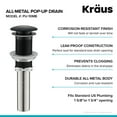 thumbnail image 5 of Kraus Pop-Up Drain for Bathroom Sink in Matte Black, 5 of 6